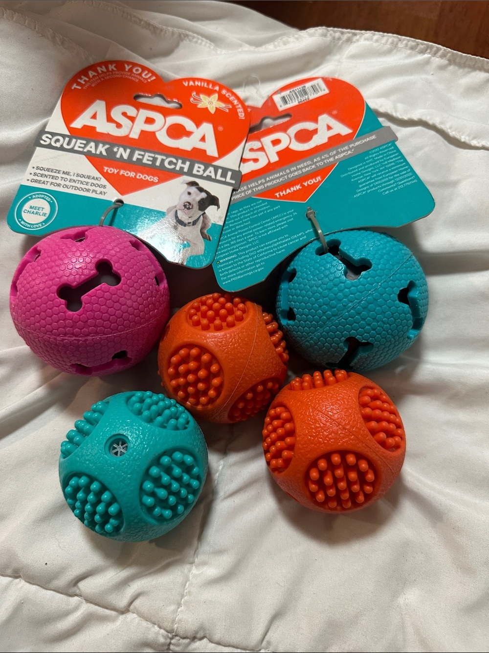 ASPCA Squeak 'N Fetch Dog Toy Balls - Pink, Teal & Orange #345